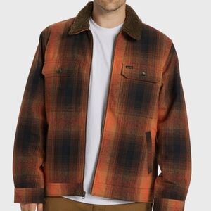 Billabong Orange and Brown Plaid Jacket